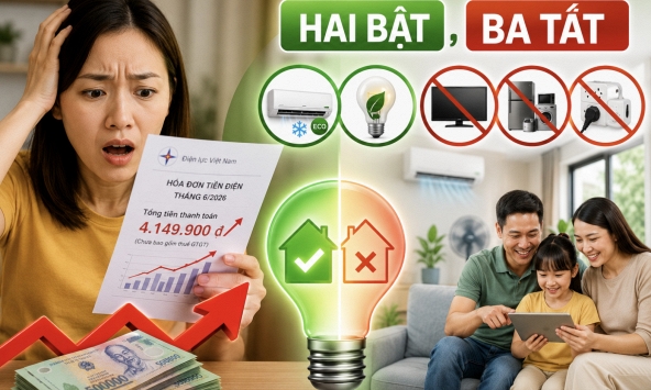 Hóa đơn tiền điện tháng 6 tăng vọt: Ngành điện khuyến nghị người dân ghi nhớ quy tắc 'Hai bật, Ba tắt' để tiết kiệm chi phí