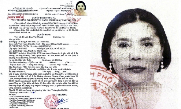 Ra quyết định truy nã Đào Thị Thanh SN 1982