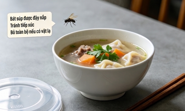Con ruồi rơi vào bát canh: Chỉ là một con ruồi thôi, vớt ra rồi đun sôi lại là vẫn ăn được bình thường? 