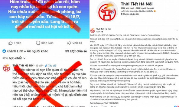 Fanpage Thời Tiết Hà Nội xin lỗi sau bài đăng cảnh báo thời tiết ở Quảng Ninh