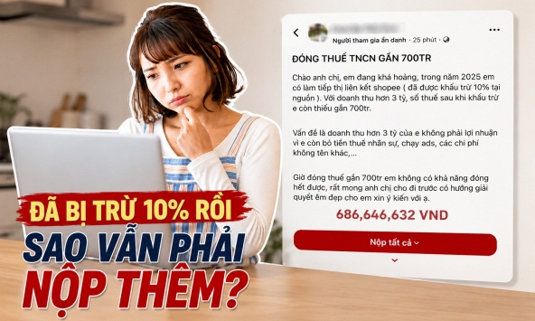 Doanh thu 3 tỷ đồng từ affiliate vẫn phải nộp thêm gần 700 triệu tiền thuế: Nhiều người hiểu sai khoản khấu trừ 10%