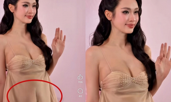 Vũ Thúy Quỳnh mặc váy rộng vẫn không giấu nổi vòng 2 lùm lùm