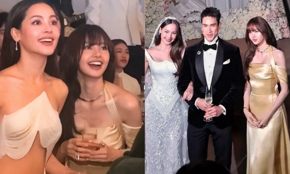 Hoá ra Lisa đi đám cưới đồng nghiệp cũng như chúng ta: Váy lụa đơn giản mà sang, cười tít mắt từ đầu đến cuối