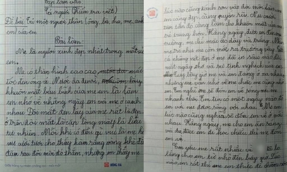 Học sinh tiểu học viết văn tả mẹ 'đen sì, răng vàng khè', dân mạng đọc cười lăn lộn nhưng đọc đến dòng cuối bỗng nghẹn ngào!