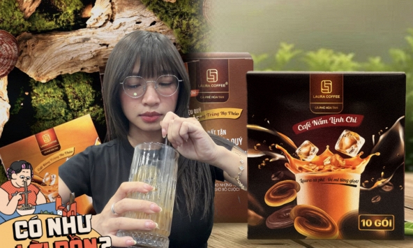 Pha 4 gói cà phê Laura của Nhật Kim Anh nhưng chả thấy linh chi hay đông trùng, độ sánh kẹo lại đến từ lượng đường khổng lồ!