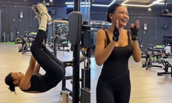 Nữ gymer 'đu trend' Người nhện, tạo dáng kinh điển 'hút view'
