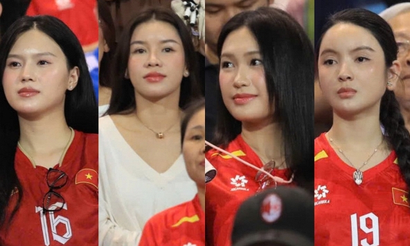 Dàn WAGs Chu Thanh Huyền, Doãn Hải My, vợ Xuân Son đọ sắc trên sân Mỹ Đình nhưng vợ Thành Chung mới chiếm 'spotlight'