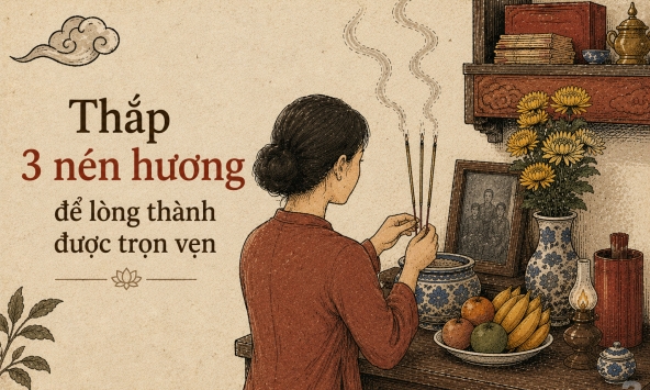 Thắp hương trên ban thờ gia tiên, điều quan trọng đôi khi không nằm ở số nén hương
