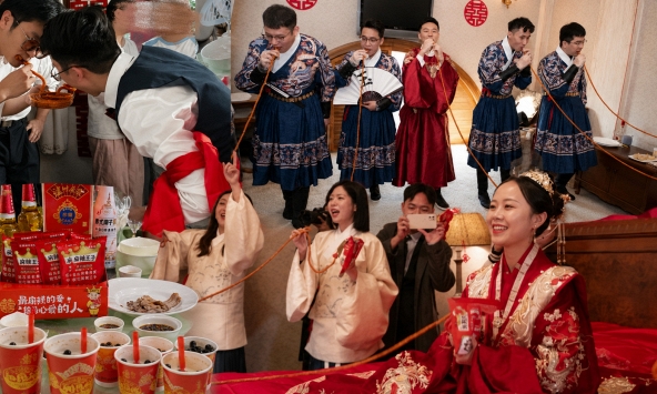Giới trẻ Trung Quốc lấy que cay đãi khách, dùng trà sữa thay rượu để phản đối các nghi thức cưới rườm rà
