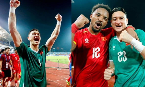 Lê Giang Patrik để lộ cơ bắp cuồn cuộn, Xuân Son ăn mừng cuồng nhiệt cùng Văn Lâm mừng ĐT Việt Nam vào chung kết