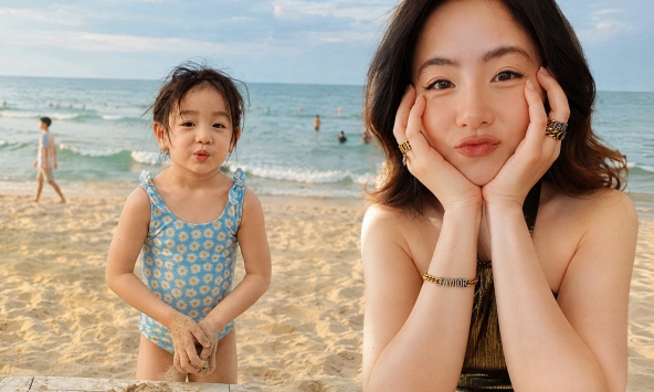 Từng là hot girl đình đám, giờ làm mẹ 2 con vẫn trẻ như thiếu nữ: Nam Thương khoe ảnh nghỉ dưỡng, nhưng 'visual' bé Bún mới là tâm điểm