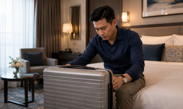 Khấp khởi vì được đi du lịch với nữ đồng nghiệp xinh đẹp, người đàn ông sững sờ nhìn thứ vợ để trong vali