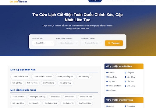 Dễ dàng tra cứu lịch cắt điện xã, phường mới với Coi Lịch Cắt Điện