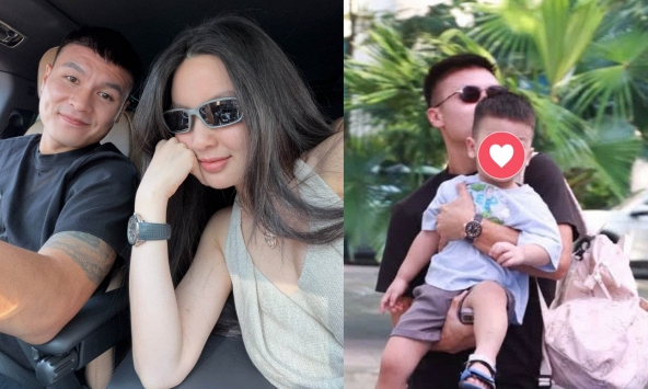 Quang Hải 'xả vai' cầu thủ, cùng Chu Thanh Huyền đưa con trai đi học ngày đầu năm học mới