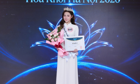 Cận cảnh nhan sắc Tân Á khôi 1 Hoa khôi Hà Nội 2026