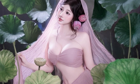 Hot girl Mai Linh tạo dáng quyến rũ, 'hô biến' bộ ảnh hoa sen trở nên không thể rời mắt