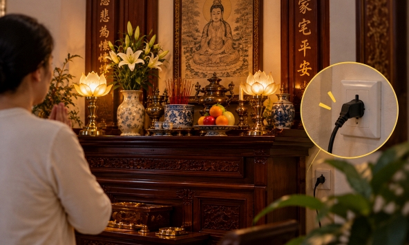 Lời khuyên cho những gia đình thường xuyên bật đèn điện trên bàn thờ: Đừng quên kiểm tra chi tiết này trước khi ra khỏi nhà