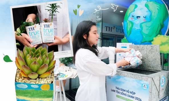 Cùng TH “Thu gom vỏ hộp - Lan tỏa sống xanh” - trao bàn ghế và kệ sách tái chế đến trẻ em vùng cao
