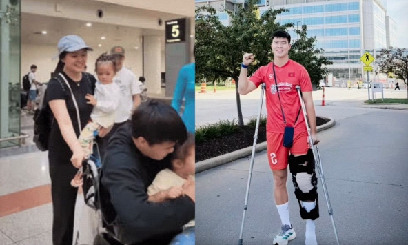 Duy Mạnh trở về sau ca phẫu thuật chấn thương, xúc động ôm chầm lấy con gái