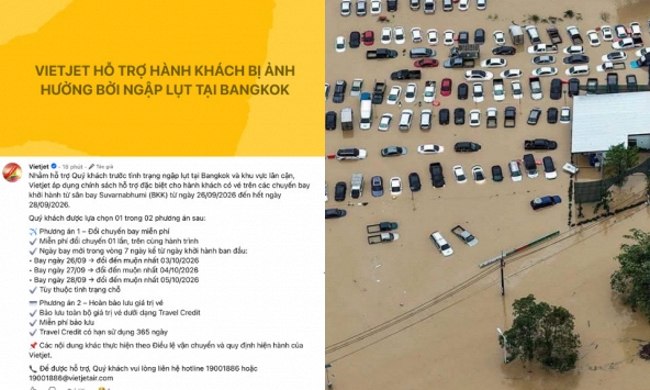 Vietjet hỗ trợ hành khách bị ảnh hưởng bởi ngập lụt tại Bangkok