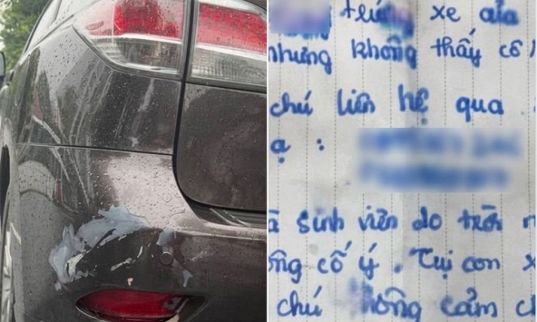 Nữ sinh đợi cả tiếng dưới mưa, để lại thư xin lỗi cùng số điện thoại: Chủ xe đưa ra quyết định bất ngờ
