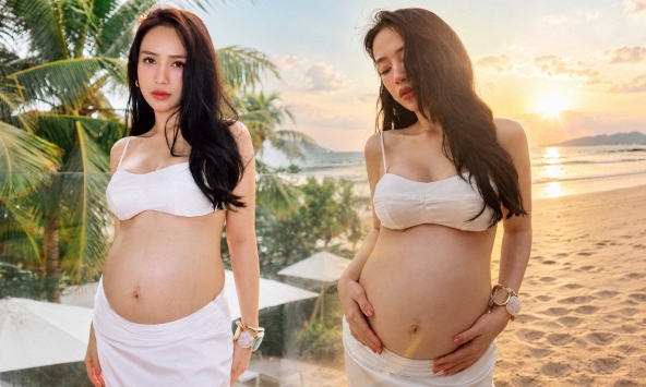 Joyce Phạm mang bầu bé thứ 5 vẫn thoải mái diện đồ đi biển, loạt ảnh mới nhận nhiều lời khen