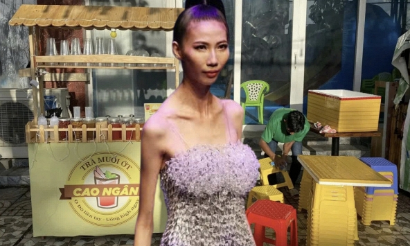 Người mẫu 'gầy nhất Việt Nam' bán trà muối ớt vỉa hè ở Kiên Giang