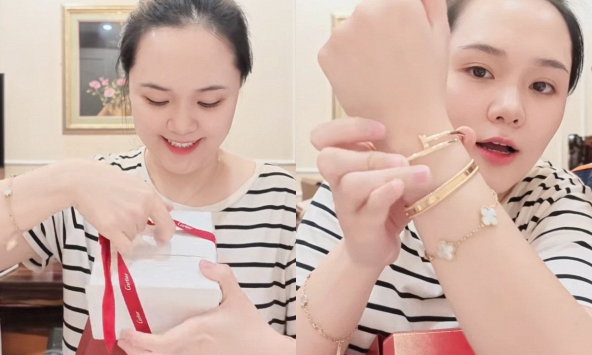 Nguyễn Quỳnh Anh được Duy Mạnh tặng vòng tay trăm triệu, sau 1 tháng sang Mỹ chăm chồng phẫu thuật