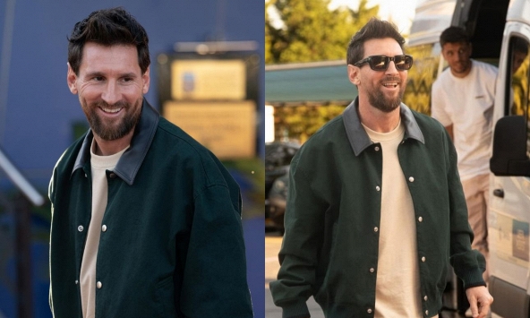 Messi tươi cười rạng rỡ đến hội quân chuẩn bị cho trận đấu cuối cùng với tuyển Argentina