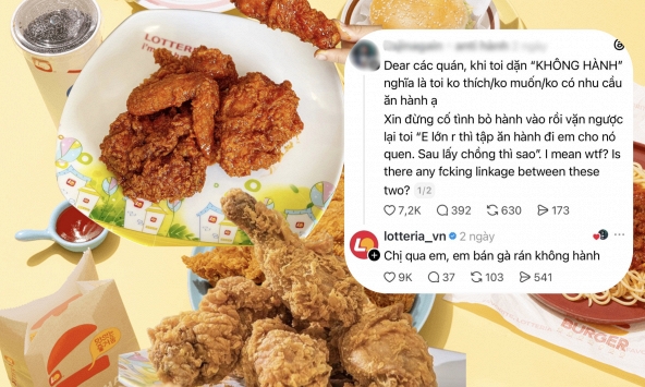 Dạo này mấy 'con gà rán' năng suất quá! Vừa khéo vỗ về khách ghét ăn hành vừa tiện miệng cà khịa cả đối thủ