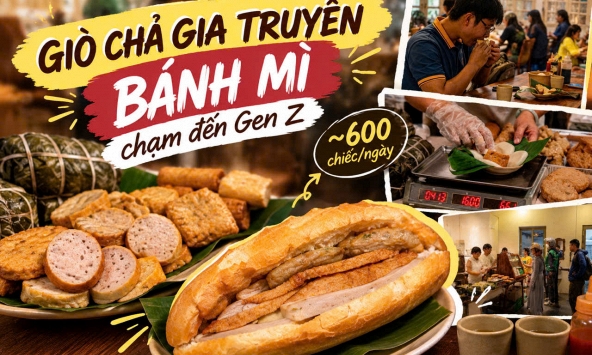 Cặp đôi genZ bán 600 bánh mì, 1.000 bánh dày nhờ làm mới thương hiệu giò chả thời Pháp thuộc