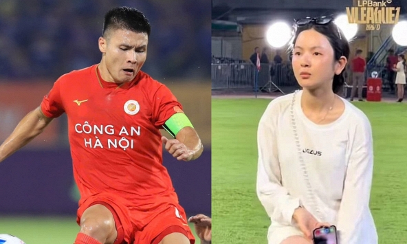 Xôn xao phong cách của Chu Thanh Huyền khi ra sân cổ vũ Quang Hải