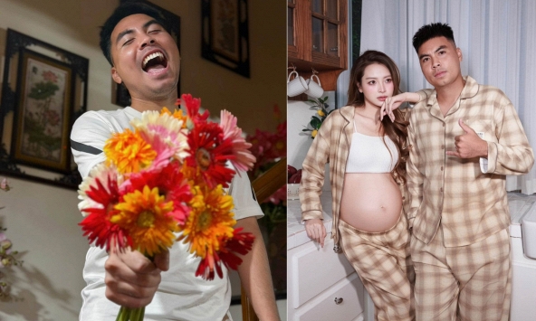 Tiền vệ Đức Huy tặng hoa đồng tiền cho MC Huyền Trang Mù Tạt ngày 20/10 nhưng lạ lắm
