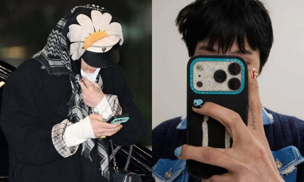 G-Dragon kéo khẩu trang mở khóa iPhone ở sân bay, zoom cận mới phát hiện món đồ độc nhất thế giới trên tay