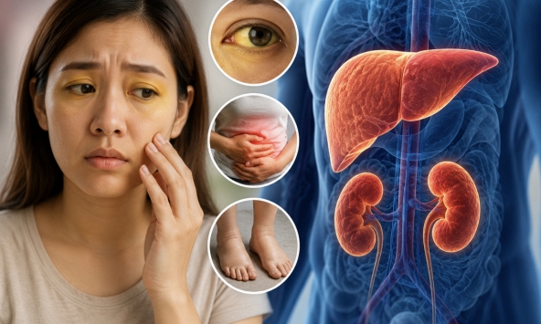 Cảnh báo 8 DẤU HIỆU suy gan, thận mà nhiều người bỏ qua: Chỉ cần quan sát vùng bụng và làn da là có thể nhận ra ngay