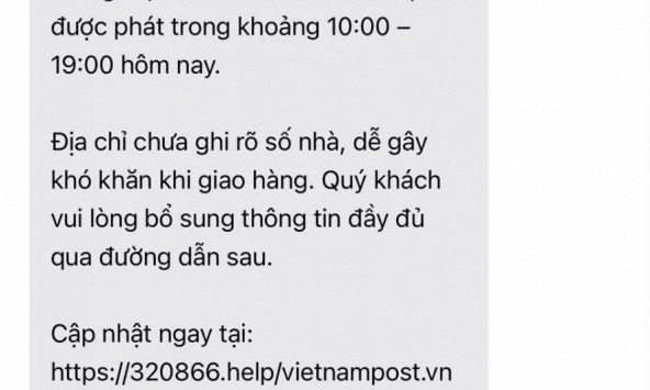 Cảnh báo tất cả những ai nhận được tin nhắn thông báo giao hàng này: Tuyệt đối không bấm