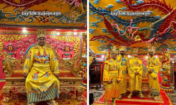 Đỉnh nhất Tết này đích thị là photobooth Suối Tiên khi chỉ tốn 70k đã 'được làm vua' khiến khách Tây xếp hàng đăng cơ nườm nượp