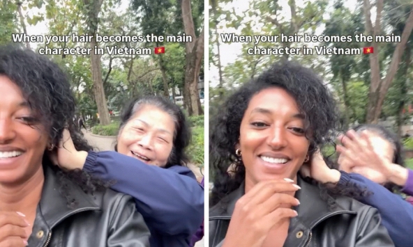 Cả hồ Hoàn Kiếm náo loạn vì một mái tóc vị khách Tây