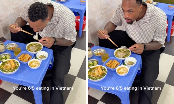 Khách Tây co cụm, khép nép để ăn phở Việt tại phố cổ Hà Nội