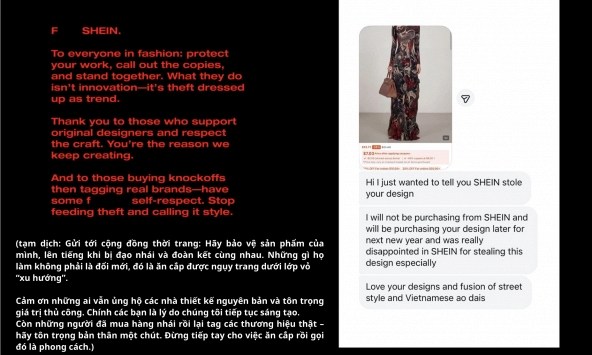 Bức xúc: Brand Việt lên án SHEIN ăn cắp thiết kế áo dài hình xăm nổi tiếng, 'ông lớn' còn trơ trẽn ngỏ lời hợp tác