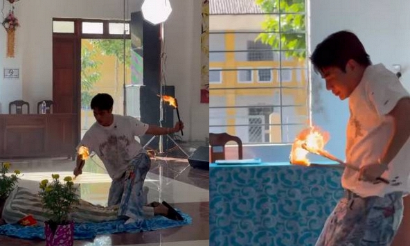 Lê Dương Bảo Lâm múa lửa ở trại giam, phản ứng của 1 phạm nhân gây chú ý 