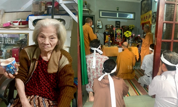 Mẹ ruột ngoài 90 tuổi trong lễ cúng 49 ngày của nghệ sĩ Thương Tín