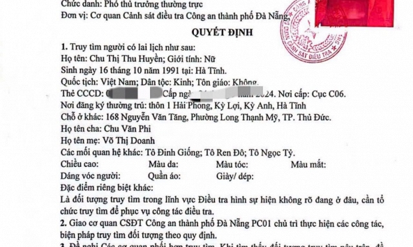Truy tìm người tên Chu Thị Thu Huyền SN 1991