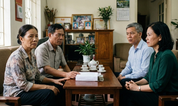 Ngay trước ăn hỏi, thông gia nghèo hẹn gặp riêng đặt lên bàn 1 phong bì dày cộp đề nghị: “Chúng tôi cần anh chị diễn chút”