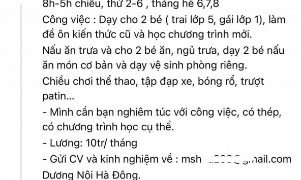 Bài đăng tuyển gia sư của một phụ huynh với những chi tiết khiến ai đọc cũng phì cười: Đây là tuyển ô sin!