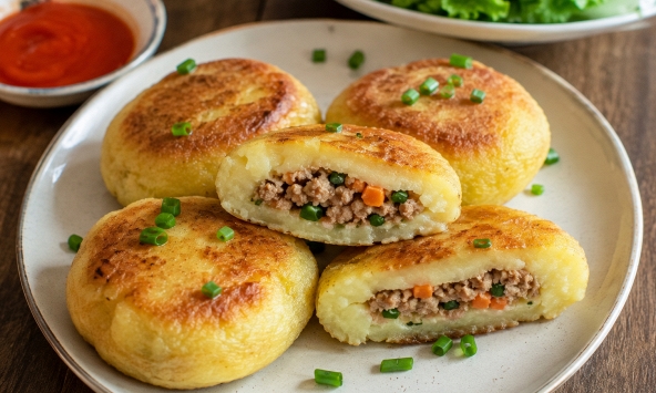 Đúng 1 củ khoai tây tôi làm thành món này, cắt ra mới thấy điều kì diệu trong nhân