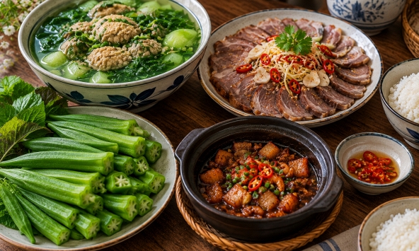 Nhìn mâm cơm chẳng có món cầu kỳ, vậy mà đặt xuống chưa bao lâu đã hết veo