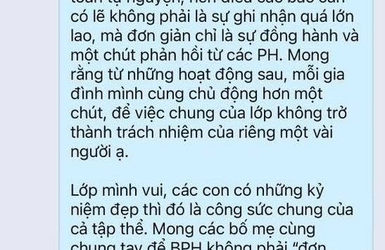 Một tin nhắn gửi ban đại diện phụ huynh nhận 'bão' like: Lâu lắm mới có người nói lên tiếng lòng đúng nghĩa