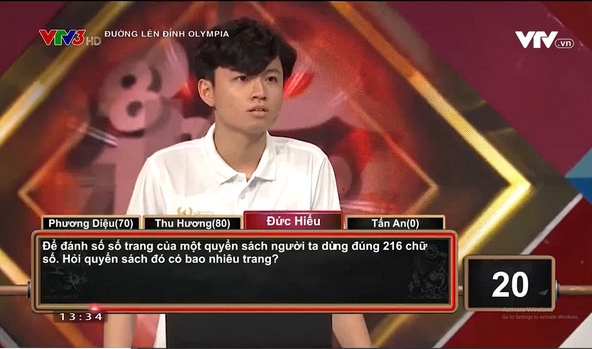 Câu hỏi Olympia đọc rối não nhưng dễ giải: 'Đánh số trang cần 216 chữ số, hỏi sách có bao nhiêu trang?'