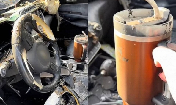 Đăng video 'ôtô cháy rụi nhưng bình giữ nhiệt vẫn còn nguyên' nổi tiếng Tiktok, cô gái được thương hiệu cảm ơn và tặng xe mới